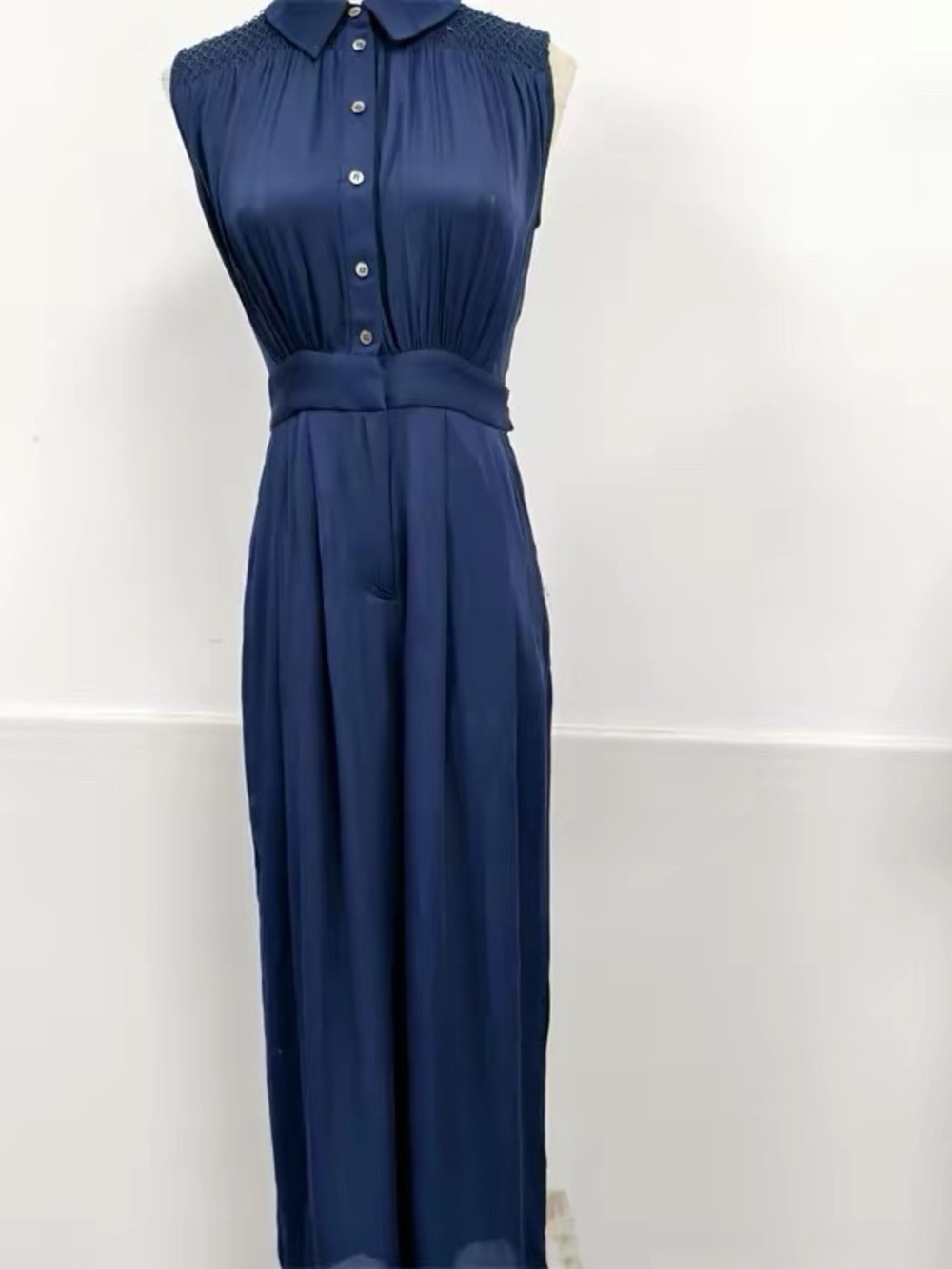 Whistles Navy Sleeveless Wide Leg Jumpsuit US 6 UK 10